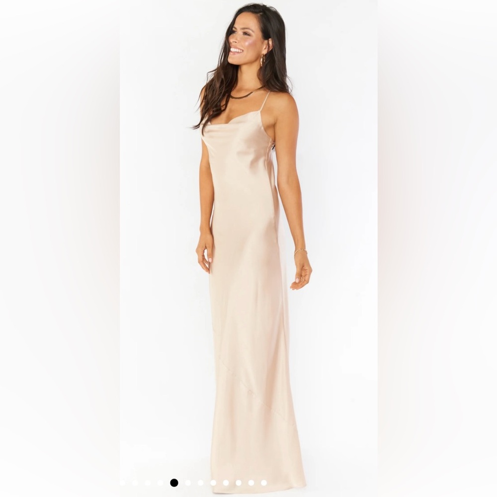 Show Me Your Mumu, Tuscany Maxi Slip Dress in Champagne Luxe Satin